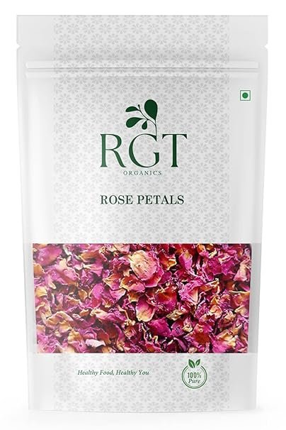 RGT Organics Dry Rose Petals | Gulab Patti 50Gm | Sun Dried | For Beautiful Hair, Skin & Herbal Tea