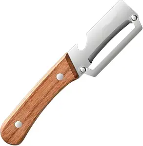 Multi-Functional Stainless Steel Vegetable Peeler with Wooden Handle & Bottle Opener | Single Blade Peeler for Fruits & Vegetables | Sharp, Durable & Easy-Grip Kitchen Tool (1 Pc)