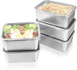 Stainless Steel Food Storage Containers with Transparent Lids, 700 ml Each, Pack of 5 Stackable Kitchen Storage Boxes Leak-Resistant Containers for Lunch, Snacks, Fruits, Dry Foods & Meal Storage
