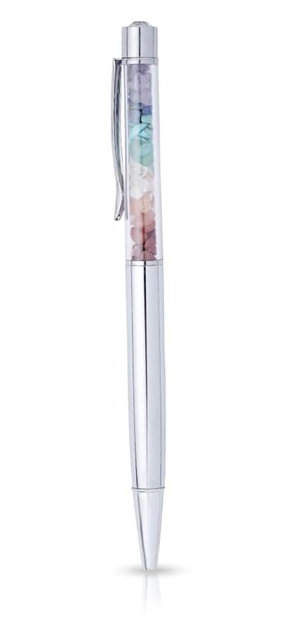 7 Chakra Reiki Ball Pen | Smooth Writing I Elegant Stylish Design I Premium Ball Pen I Spirituality Elegant Metal Pen with with Blue Ink Refill, Included, Birthday Gift Friend & Family (7 Chakra Pen)