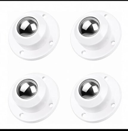 SPANTER 4 pcs SS Ball Caster Wheels, 360° Swivel, 200kg Load Capacity, Self-Adhesive with Screws, for Furniture and Appliances (WHITE)