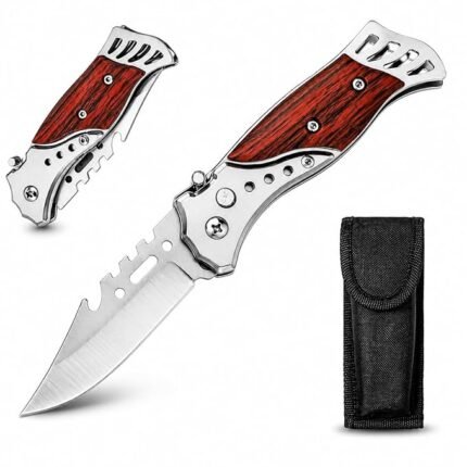 Utility Knife with Wooden Handle | Multipurpose Stainless Steel Cutter for DIY Crafts, Carton Opening, Paper Cutting, Packaging & Household Tasks | Ergonomic Grip Hand Tool (Multicolor)