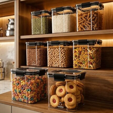 HomeWiz Airtight Kitchen Storage Box 700ml x8 | Containers For Kitchen Storage Set | Food Grade BPA-Free Kitchen Containers Set With 2 Side Clip-Lock | Stackable, For Pantry and Fridge Storage