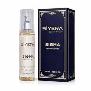 SIYERA Sigma Fragrance Mist for Men & Women 100ml | Long-lasting body spray with bold citrus, spicy pepper & woody amber notes. Enriched with Aloe Vera. Ideal for daily wear and special occasions