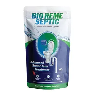 Bio Reme Septic Tank Cleaning Powder Anaerobic Bacteria & Enzymes Reduces Sludge, Removes Odour Drain Cleaner for Pipes & Bio Toilets 250g